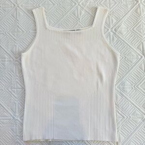 Jeanne Pierre Square Neck White Tank Top Size S
